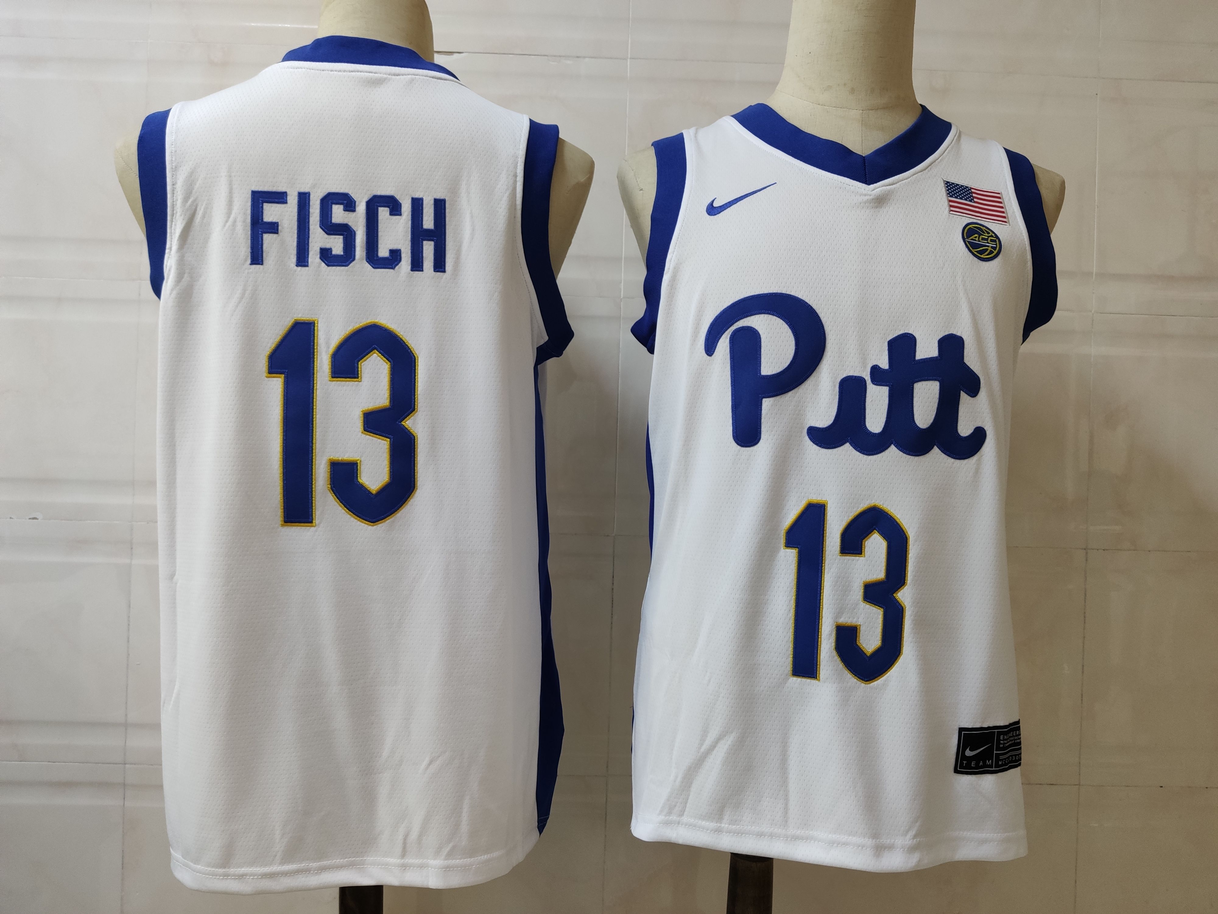 Men Pittsburgh Panthers #13 Fisch White Nike 2025 NCAA Jersey